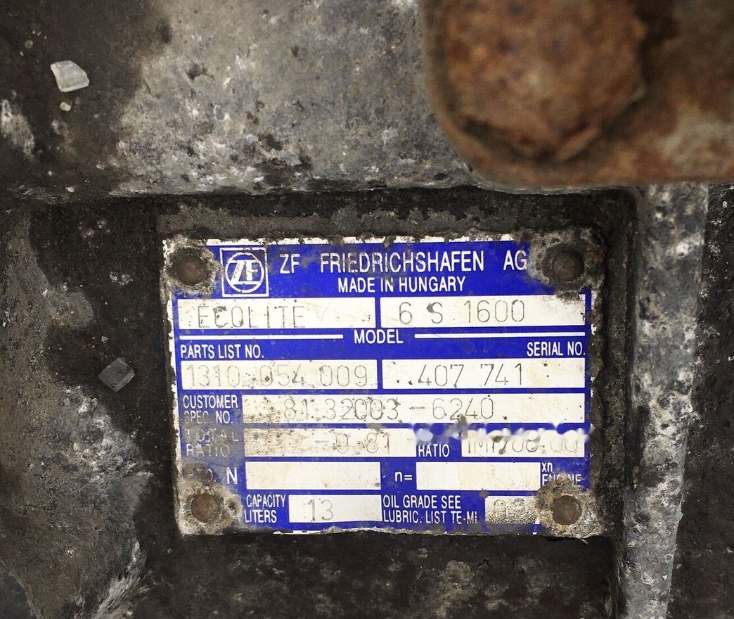 ZF Ecolite 6S1600 1310054009 - Менувач за Автобус: слика 1 ZF Ecolite 6S1600 1310054009 - Менувач за Автобус: слика 1