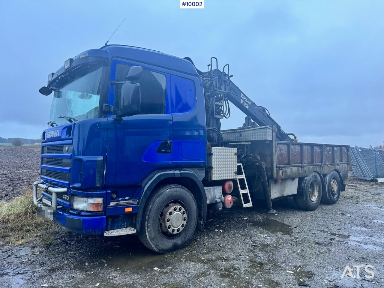 Scania R124 6x2 Flatbed truck with timber crane - Камион со платформа, Камион со кран: слика 1 Scania R124 6x2 Flatbed truck with timber crane - Камион со платформа, Камион со кран: слика 1