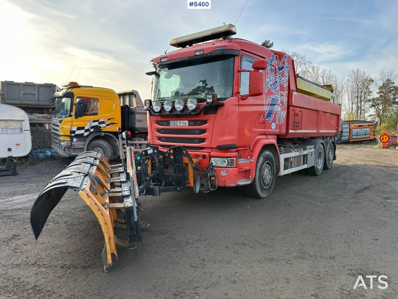 Tipper truck, Scania G410, Front plow, Salt spreader (See video) - Кипер, Машина за чистење снег: слика 1 Tipper truck, Scania G410, Front plow, Salt spreader (See video) - Кипер, Машина за чистење снег: слика 1