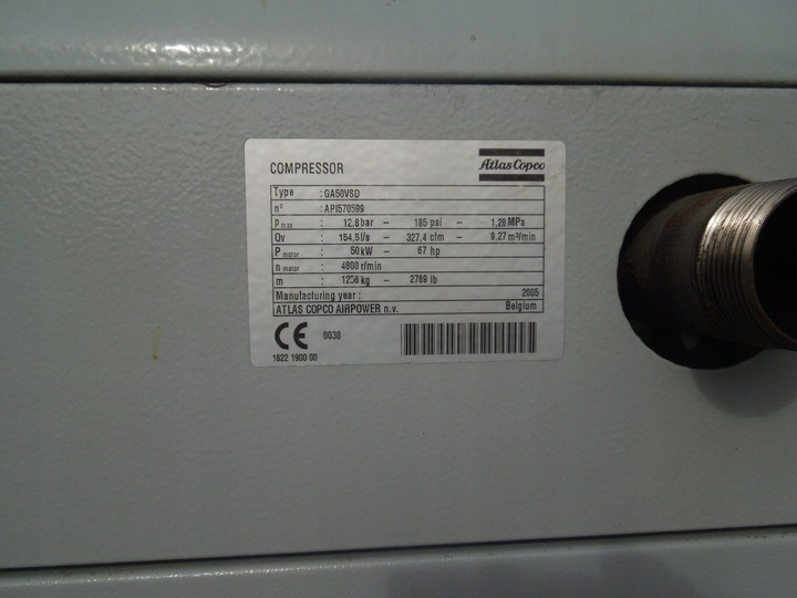 ATLAS COPCO GA50VSDFF - Компресор за воздух: слика 3 ATLAS COPCO GA50VSDFF - Компресор за воздух: слика 3
