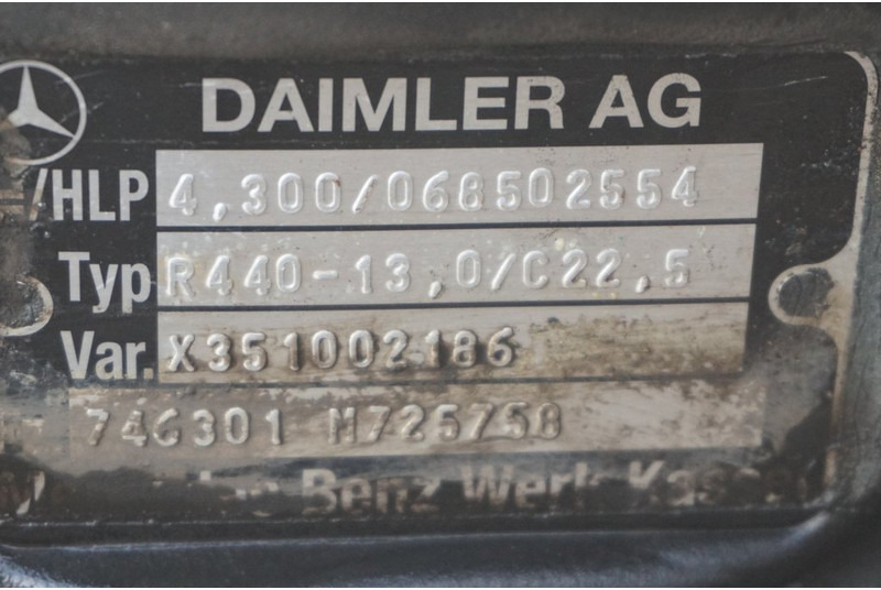 Mercedes-Benz R440-13A/C22.5 43/10 I=4.300 - Задна оска за Камион: слика 4 Mercedes-Benz R440-13A/C22.5 43/10 I=4.300 - Задна оска за Камион: слика 4