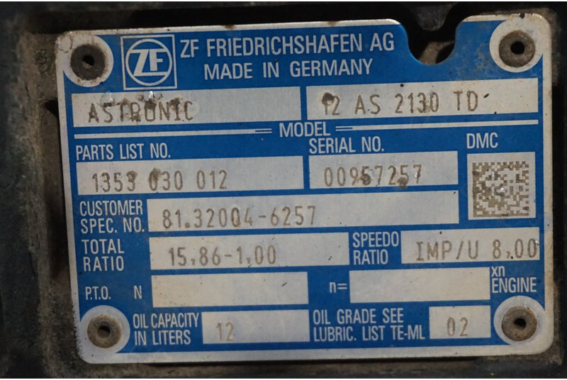 ZF 12AS2130DD TGS 81.32004-6257 - Менувач за Камион: слика 5 ZF 12AS2130DD TGS 81.32004-6257 - Менувач за Камион: слика 5