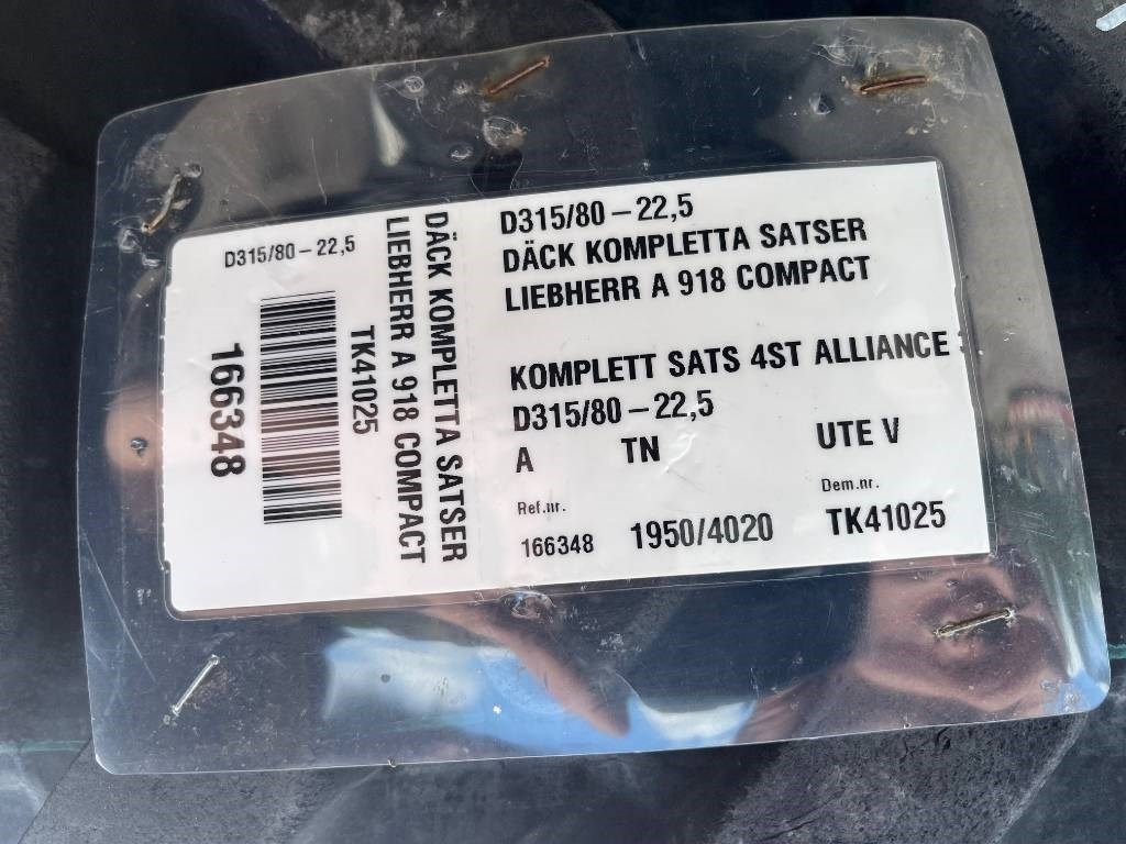 Alliance 315/80-22,5 till Liebherr A 918 - Гума за Градежна машина: слика 2 Alliance 315/80-22,5 till Liebherr A 918 - Гума за Градежна машина: слика 2