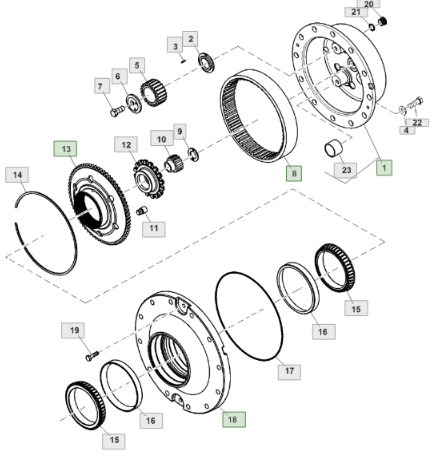 John Deere 7830 Zwolnica Kapelusz Piasta Koło Koronkowe RE564018 R554716 R104756 - Конечен редуктор за Земјоделска машина: слика 2 John Deere 7830 Zwolnica Kapelusz Piasta Koło Koronkowe RE564018 R554716 R104756 - Конечен редуктор за Земјоделска машина: слика 2