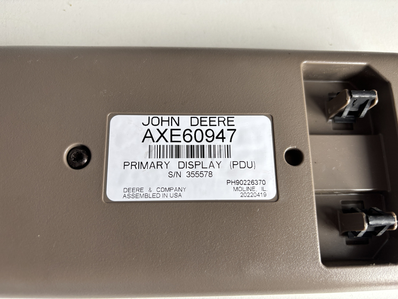John Deere kombajn - wyświetlacz monitor Primary Display Unit AXE60947 - Кабина и ентериер за Земјоделска машина: слика 1 John Deere kombajn - wyświetlacz monitor Primary Display Unit AXE60947 - Кабина и ентериер за Земјоделска машина: слика 1
