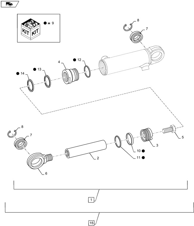 New Holland T6090 T6070 Silownik hydraul double acting, 55mm rod, 168mm stroke 84365644 - Хидрауличен цилиндар за Трактор: слика 1 New Holland T6090 T6070 Silownik hydraul double acting, 55mm rod, 168mm stroke 84365644 - Хидрауличен цилиндар за Трактор: слика 1