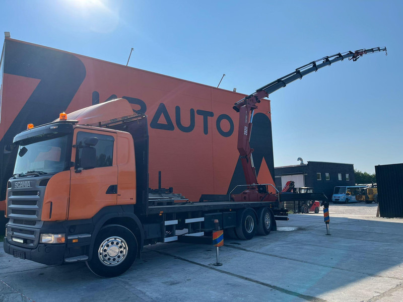 Scania R 340 6x2*4 HMF 2823-K6 + JIB / PLATFORM L=7293 mm - Камион со платформа, Камион со кран: слика 1 Scania R 340 6x2*4 HMF 2823-K6 + JIB / PLATFORM L=7293 mm - Камион со платформа, Камион со кран: слика 1