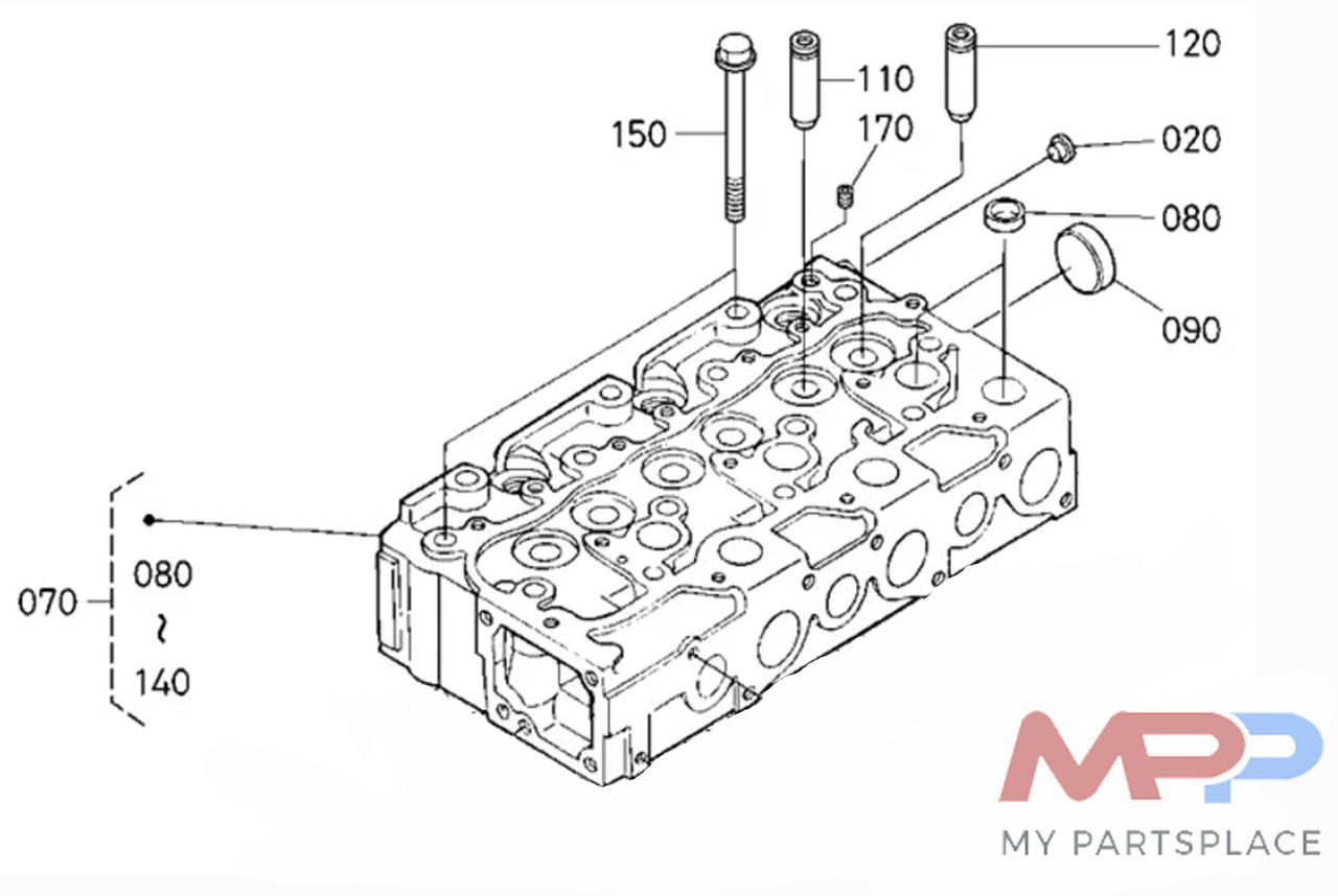 Cilinderkop inclusief kleppen Kubota D1803 D1503 D1403 D1703 - Глава на цилиндар за Градежна машина: слика 4 Cilinderkop inclusief kleppen Kubota D1803 D1503 D1403 D1703 - Глава на цилиндар за Градежна машина: слика 4