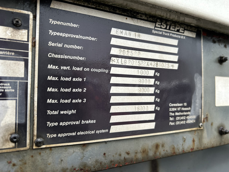 Лизинг на Estepe EMAW 18 / Wipkar - Mid Axle Trailer / Box / APK TUV 04-26 Estepe EMAW 18 / Wipkar - Mid Axle Trailer / Box / APK TUV 04-26: слика 10