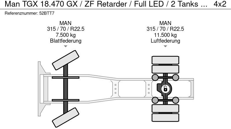 Камион влекач MAN TGX 18.470 GX / ZF Retarder / Full LED / 2 Tanks / APK TUV 01-26: слика 18