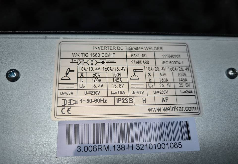 Нов Опрема за заварување Spawarka Tig WELDKAR WK 1660 DC/HF 160 A: слика 6 Нов Опрема за заварување Spawarka Tig WELDKAR WK 1660 DC/HF 160 A: слика 6
