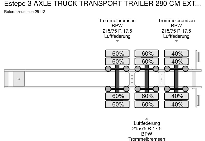 Автотранспортна полуприколка Estepe 3 AXLE TRUCK TRANSPORT TRAILER 280 CM EXTENDABLE: слика 9