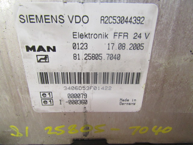 MAN TGA ELECTRONIC FFR UNIT P/NO 81.25805.7040 - Електричен систем за Камион: слика 2 MAN TGA ELECTRONIC FFR UNIT P/NO 81.25805.7040 - Електричен систем за Камион: слика 2