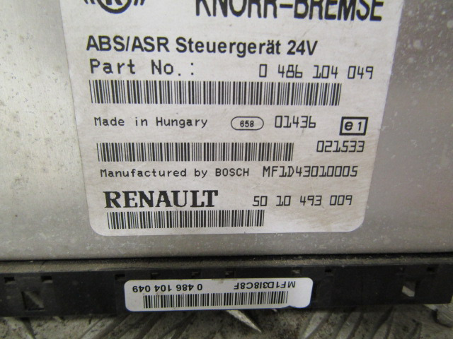 RENAULT MIDLUM DXI ABS / ASR ECU P/NO 50-10 493009 & 486104049 - Единица за контрола за Камион: слика 1 RENAULT MIDLUM DXI ABS / ASR ECU P/NO 50-10 493009 & 486104049 - Единица за контрола за Камион: слика 1