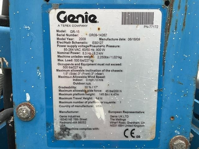 Genie GR15 - Вертикален јарболски подигнувач: слика 5 Genie GR15 - Вертикален јарболски подигнувач: слика 5