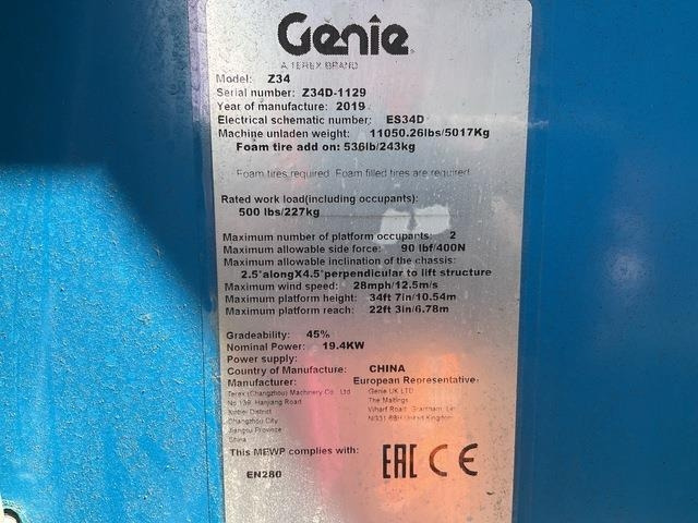 Genie Z34 - Дигачка зглобна платформа: слика 5 Genie Z34 - Дигачка зглобна платформа: слика 5