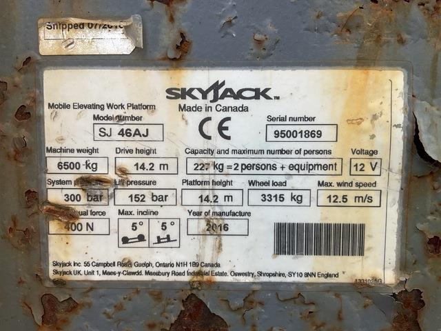 SkyJack SJ46AJ - Дигачка зглобна платформа: слика 5 SkyJack SJ46AJ - Дигачка зглобна платформа: слика 5