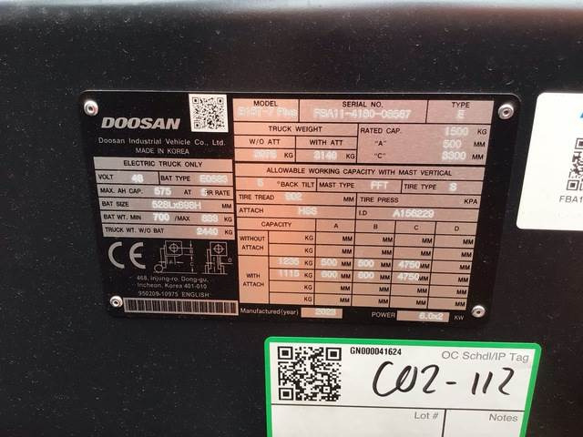 Doosan B15T-7 PLUS - Електричен вилушкар: слика 5 Doosan B15T-7 PLUS - Електричен вилушкар: слика 5