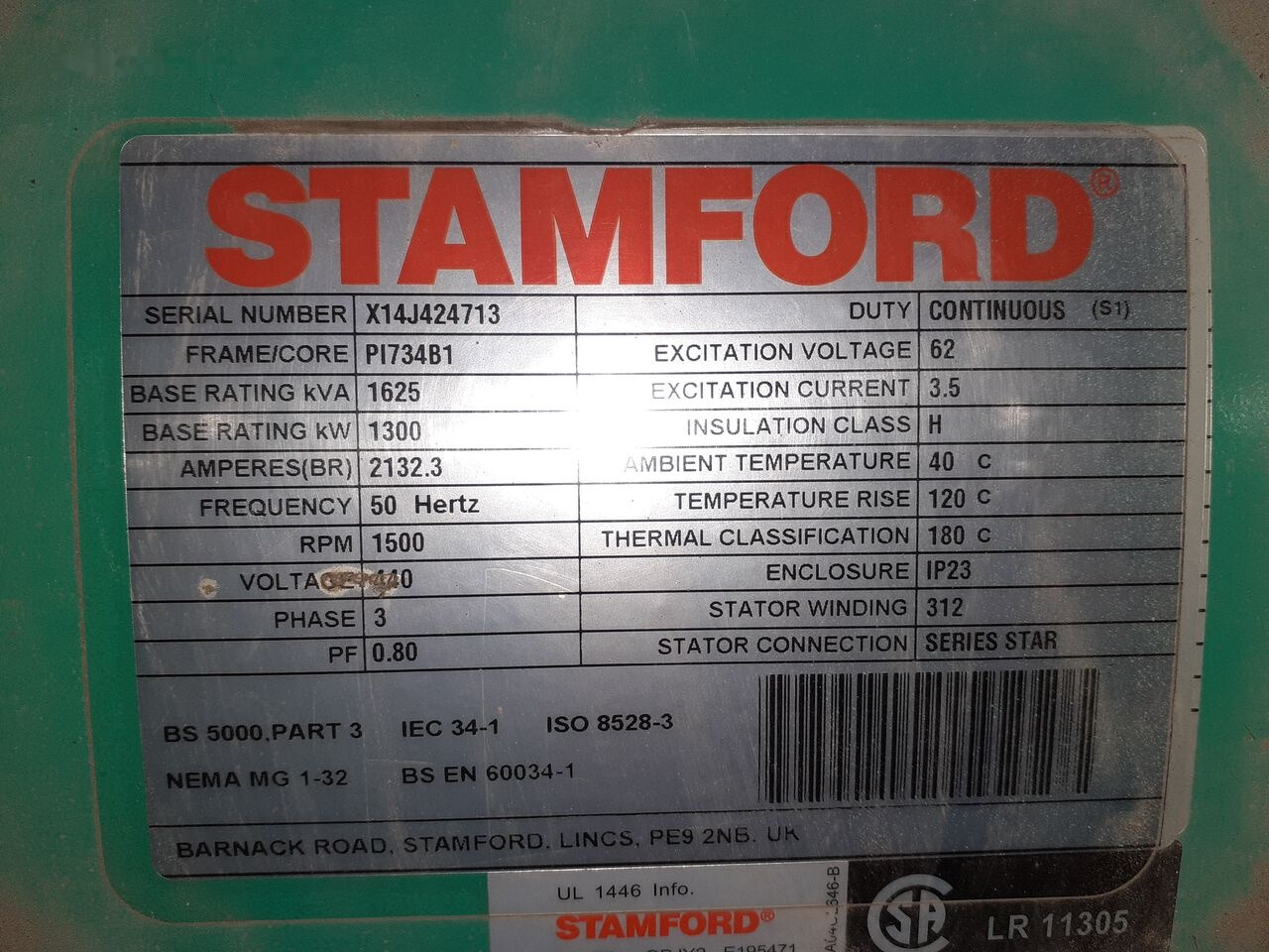 Нов Генераторска поставка Stamford Generator Cummins STAMFORD 1600 KVA 2015 rok . Agregaty Prądotwó: слика 11