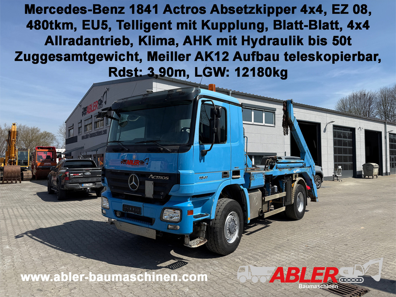 Mercedes-Benz 1841 Actros MP2 Absetzkipper 4x4 Allrad Klima - Камион за подигање контејнери: слика 1 Mercedes-Benz 1841 Actros MP2 Absetzkipper 4x4 Allrad Klima - Камион за подигање контејнери: слика 1
