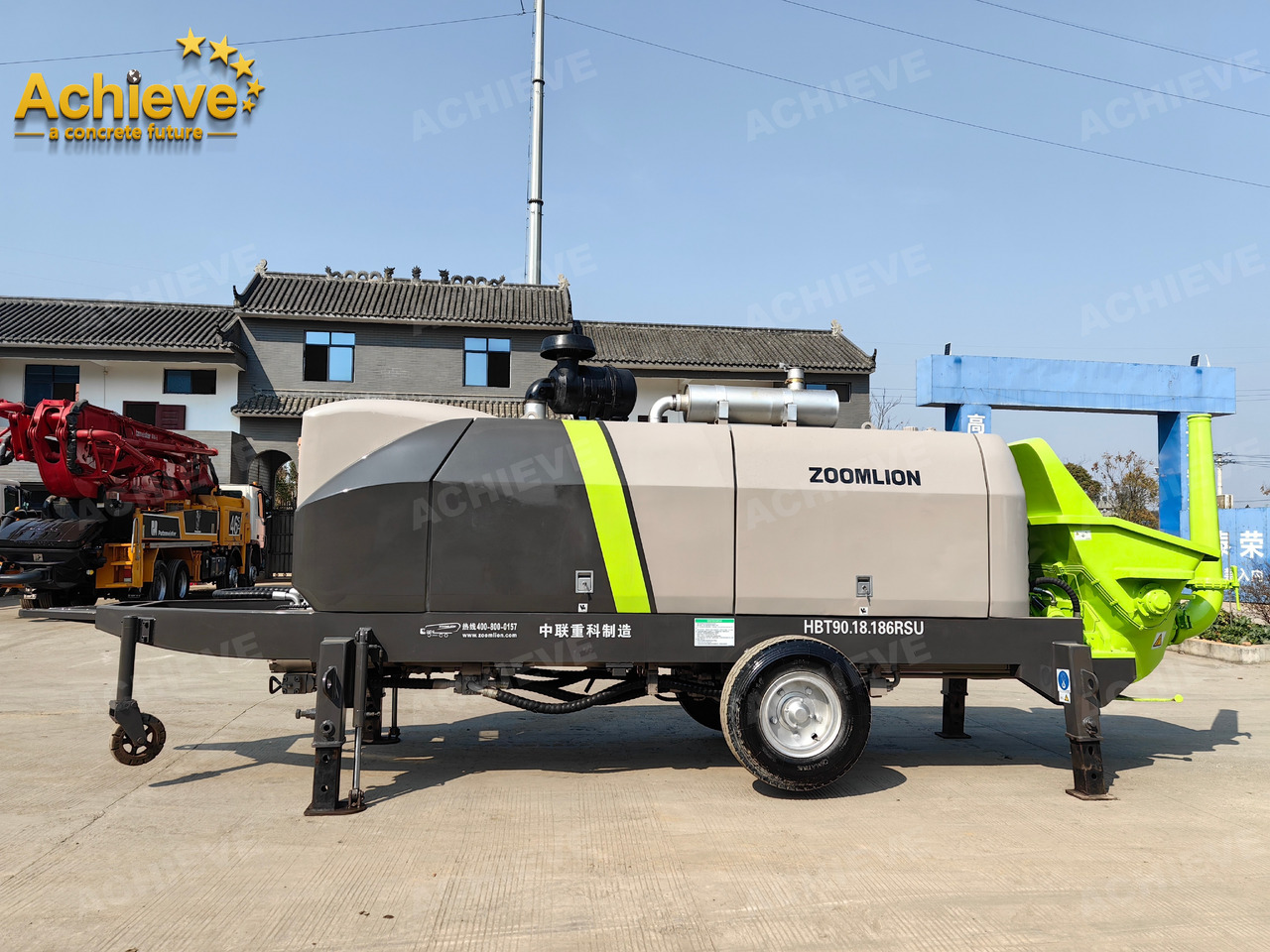 Zoomlion 2022 Zoomlion HBT 90.18.186RSU hydraulic Concrete Trailer Pump in China【ACHIEVE】TOP CONDITION!!! - Стационарна бетонска пумпа: слика 1 Zoomlion 2022 Zoomlion HBT 90.18.186RSU hydraulic Concrete Trailer Pump in China【ACHIEVE】TOP CONDITION!!! - Стационарна бетонска пумпа: слика 1