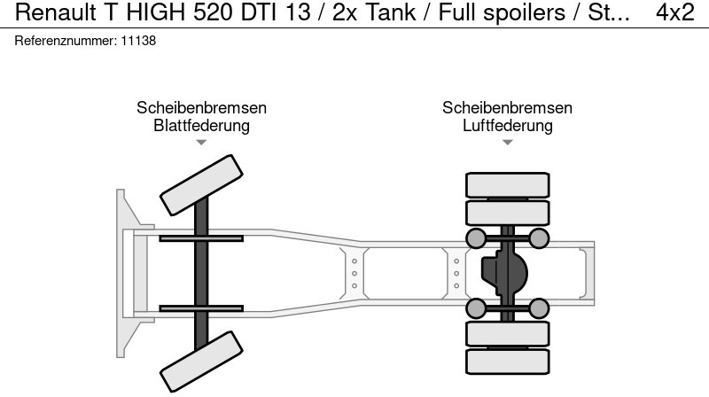 Камион влекач Renault T HIGH 520 DTI 13 / 2x Tank / Full spoilers / Stand Airco: слика 16