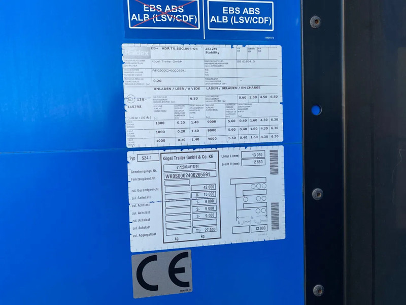 Полуприколка со церада Kögel S24-1 / Tautliner / SAF + Disc / 1x Lift Axle: слика 10