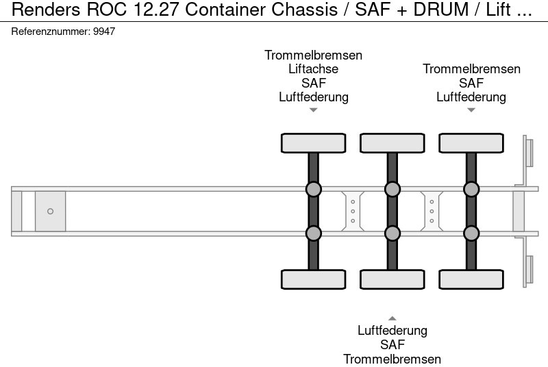 Транспортер на контејнер/ Полуприколка со променливо тело Renders ROC 12.27 Container Chassis / SAF + DRUM / Lift Axle: слика 8