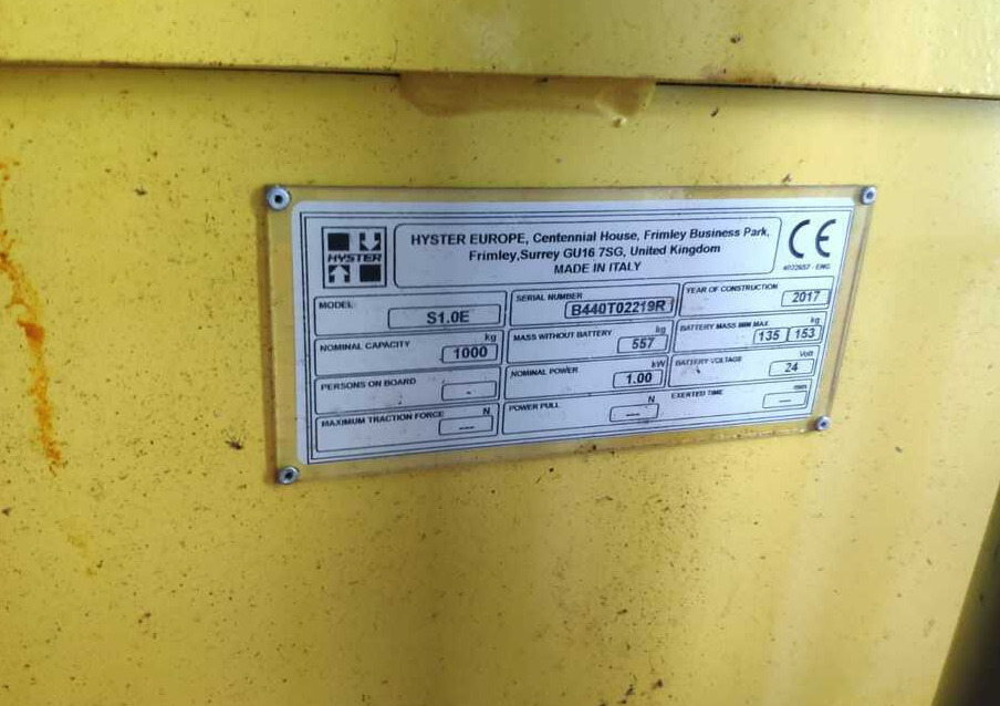 Лизинг на  Hyster S1.0E Hyster S1.0E: слика 6
