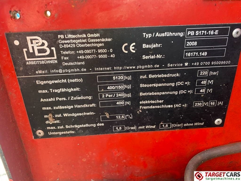 Кревач ножица PB Lifttechnik S171-16E Electric Scissor Work Lift 1703cm: слика 10 Кревач ножица PB Lifttechnik S171-16E Electric Scissor Work Lift 1703cm: слика 10