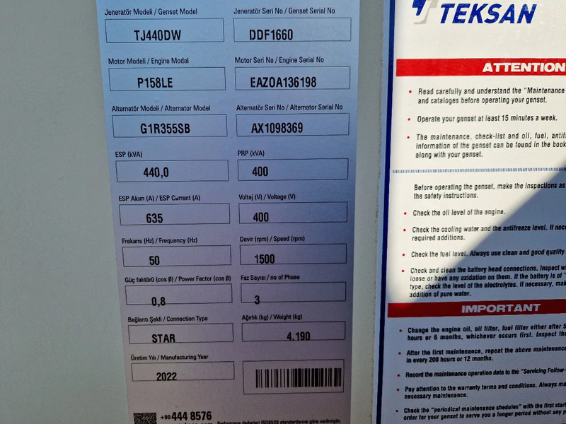 Doosan Teksan TJ440DW generator 440kVA Doosan 8-cilinder UNUSED - Генераторска поставка: слика 5 Doosan Teksan TJ440DW generator 440kVA Doosan 8-cilinder UNUSED - Генераторска поставка: слика 5