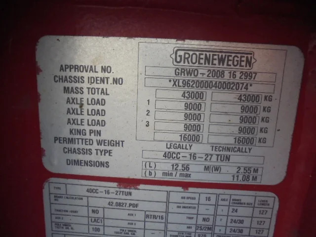 Groenewegen 40CC-16-27TUN - Транспортер на контејнер/ Полуприколка со променливо тело: слика 3 Groenewegen 40CC-16-27TUN - Транспортер на контејнер/ Полуприколка со променливо тело: слика 3