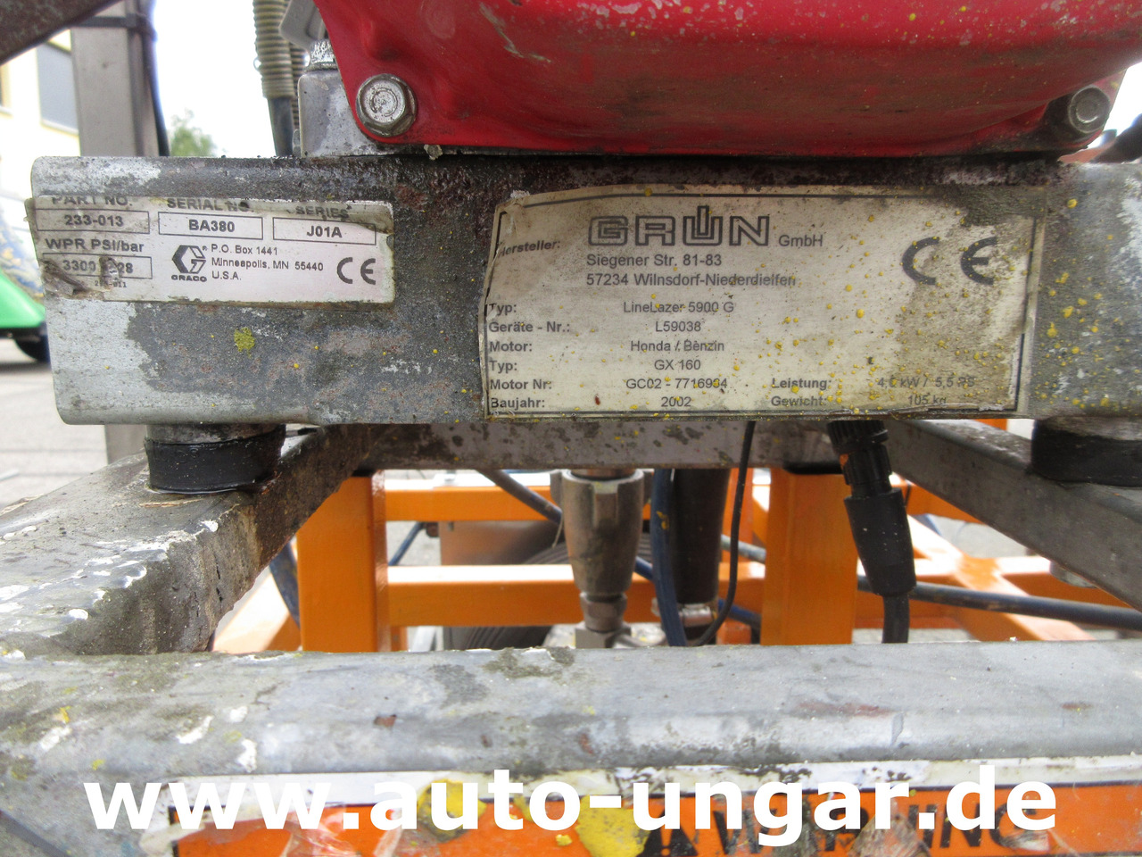 Graco LineLazer II 5900 auf Zindel VarioZet Linedriver Perlstreuer + Airless-Farb-Spritze Hofmann - Машина за асфалт: слика 5 Graco LineLazer II 5900 auf Zindel VarioZet Linedriver Perlstreuer + Airless-Farb-Spritze Hofmann - Машина за асфалт: слика 5