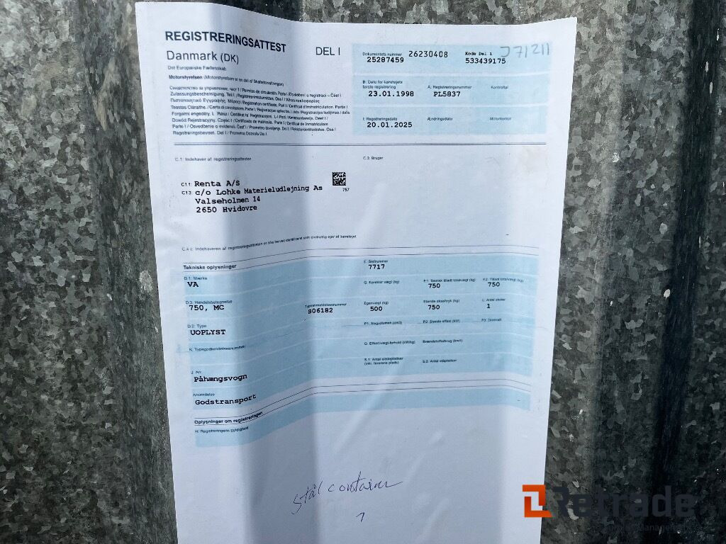 Biltrailer Variant Påhængsvogn/trailer VA 750 MC - Автомобил приколка: слика 5 Biltrailer Variant Påhængsvogn/trailer VA 750 MC - Автомобил приколка: слика 5