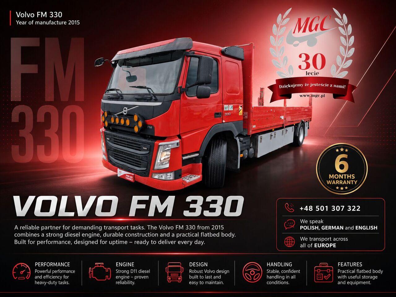 Volvo FM 330 - Камион со платформа, Камион со кран: слика 1 Volvo FM 330 - Камион со платформа, Камион со кран: слика 1