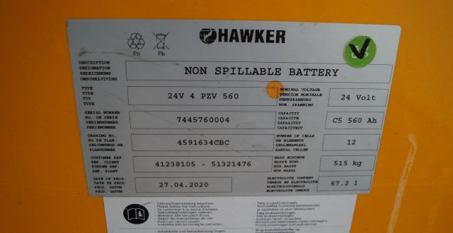Hawker unknown | Battery 24V560Ah 4PZV560 year 2020 weight 515 kg Battery 24V560Ah 4PZV560 year 2020 weight 515 kg - Батерија за Опрема за ракување со материјали: слика 3 Hawker unknown | Battery 24V560Ah 4PZV560 year 2020 weight 515 kg Battery 24V560Ah 4PZV560 year 2020 weight 515 kg - Батерија за Опрема за ракување со материјали: слика 3