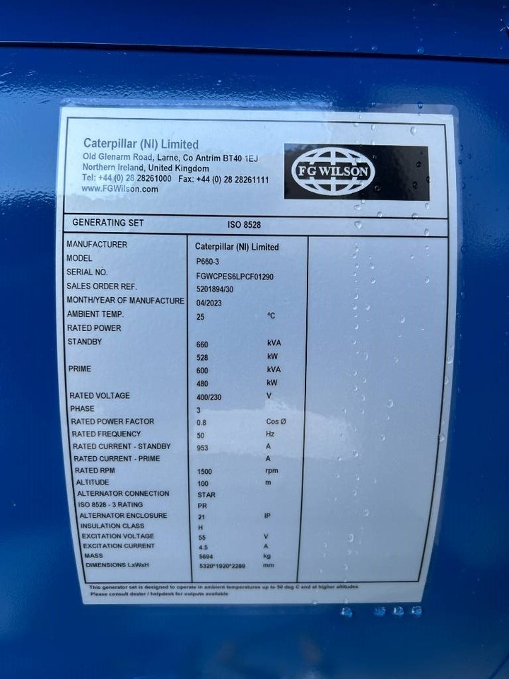 FG Wilson P660-3 - 660 kVA Genset - DPX-16022 - Генераторска поставка: слика 4 FG Wilson P660-3 - 660 kVA Genset - DPX-16022 - Генераторска поставка: слика 4