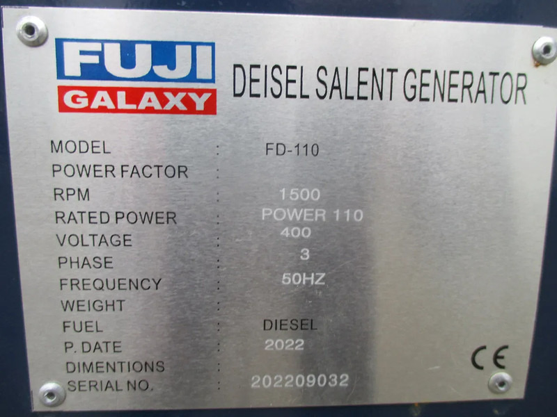 Нов Генераторска поставка Fuji Galaxy FD-110 , New Diesel generator , 110 KVA , 3 Phase: слика 13