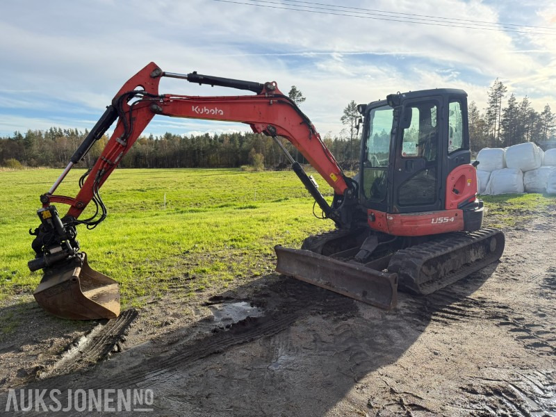 2012 Kubota U55-4 5,5 tonns gravemaskin med Steelwrist rototilt og 2 skuffer - Багер: слика 1 2012 Kubota U55-4 5,5 tonns gravemaskin med Steelwrist rototilt og 2 skuffer - Багер: слика 1