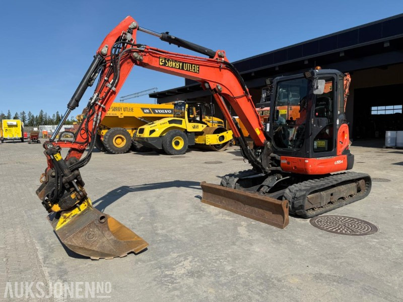 2018 Kubota U55-4 BELTEGRAVER ENGCON ROTOTILT 2 SKUFFER SERVICEHISTORIKK SENTRALSMØRING - Багер: слика 1 2018 Kubota U55-4 BELTEGRAVER ENGCON ROTOTILT 2 SKUFFER SERVICEHISTORIKK SENTRALSMØRING - Багер: слика 1