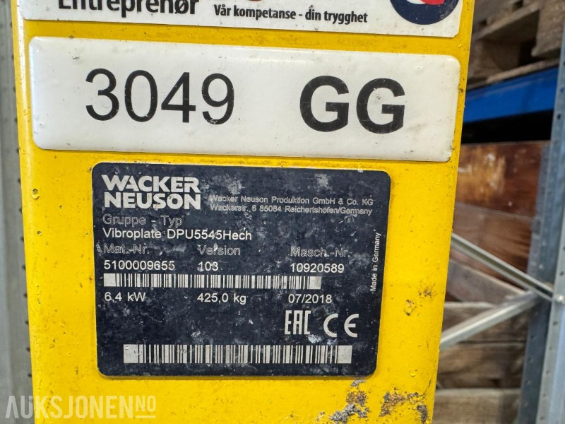 2018 Wacker Neuson DPU5545Hech vibroplate 425 kg - Ваљак: слика 4 2018 Wacker Neuson DPU5545Hech vibroplate 425 kg - Ваљак: слика 4