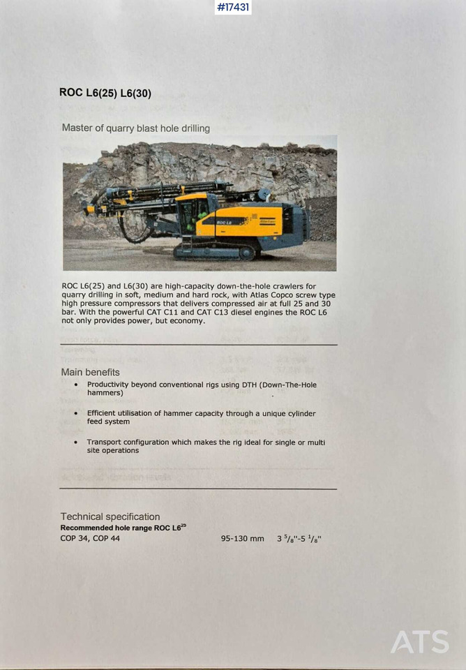 Atlas Copco ROC L6/25 drill rig (2011) - Машина за бушење: слика 2 Atlas Copco ROC L6/25 drill rig (2011) - Машина за бушење: слика 2