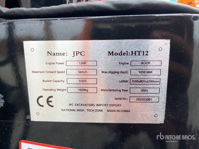 2025 JPC HT12 (Unused) Mini Excavator: <6.6t - Мини багер: слика 2 2025 JPC HT12 (Unused) Mini Excavator: <6.6t - Мини багер: слика 2
