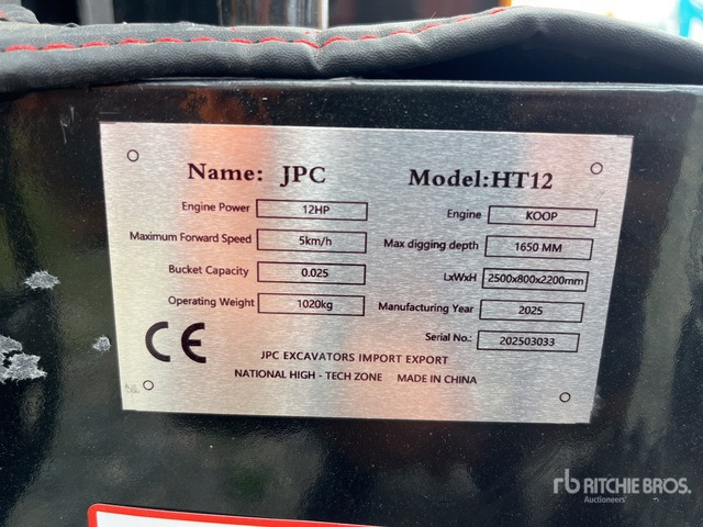 2025 JPC HT12 (Unused) Mini Excavator: <6.6t - Мини багер: слика 1 2025 JPC HT12 (Unused) Mini Excavator: <6.6t - Мини багер: слика 1