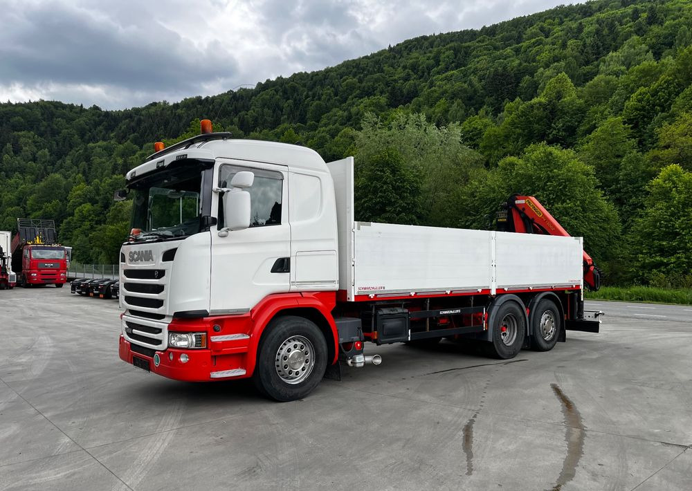 Scania G450 // 6x2// Skrzynia 6.40x2.49 // HDS Palfinger // Oś skrętna podnoszona // - Камион со платформа, Камион со кран: слика 2 Scania G450 // 6x2// Skrzynia 6.40x2.49 // HDS Palfinger // Oś skrętna podnoszona // - Камион со платформа, Камион со кран: слика 2