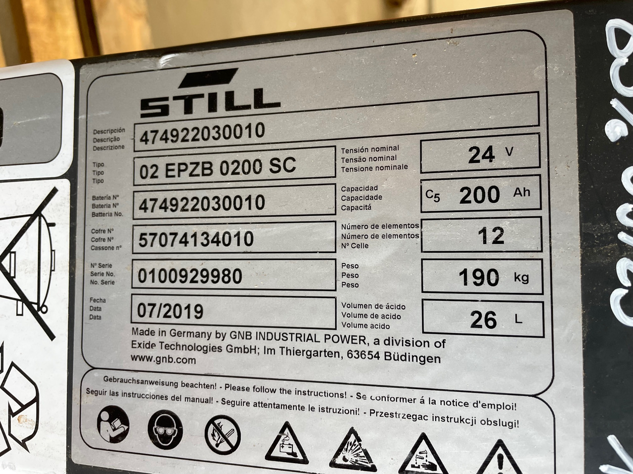 Exide 24 Volt I 2EPzB 200 - Батерија за Опрема за ракување со материјали: слика 2 Exide 24 Volt I 2EPzB 200 - Батерија за Опрема за ракување со материјали: слика 2