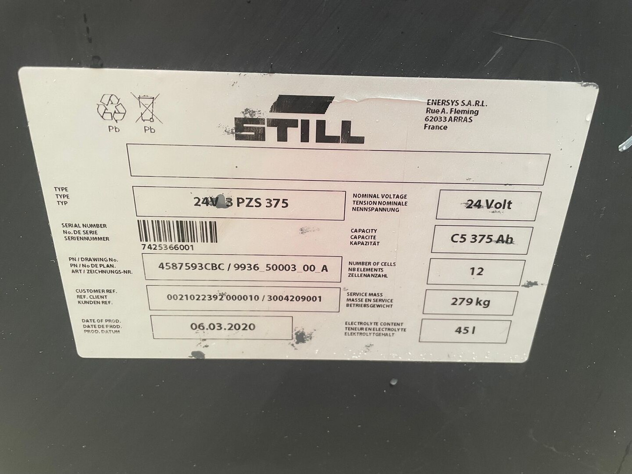 Hawker 24 Volt I 3 PZS 375 - Батерија за Опрема за ракување со материјали: слика 2 Hawker 24 Volt I 3 PZS 375 - Батерија за Опрема за ракување со материјали: слика 2
