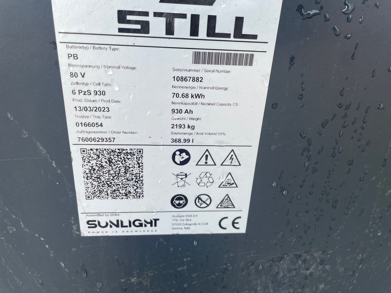 Sunlight 80V 6 PzS 930 - Батерија за Опрема за ракување со материјали: слика 2 Sunlight 80V 6 PzS 930 - Батерија за Опрема за ракување со материјали: слика 2