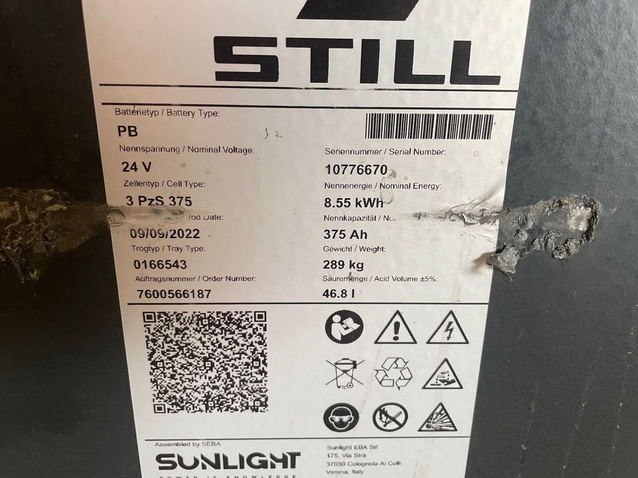 Sunlight I 24 Volt I 3 PzS 375 - Батерија за Опрема за ракување со материјали: слика 2 Sunlight I 24 Volt I 3 PzS 375 - Батерија за Опрема за ракување со материјали: слика 2