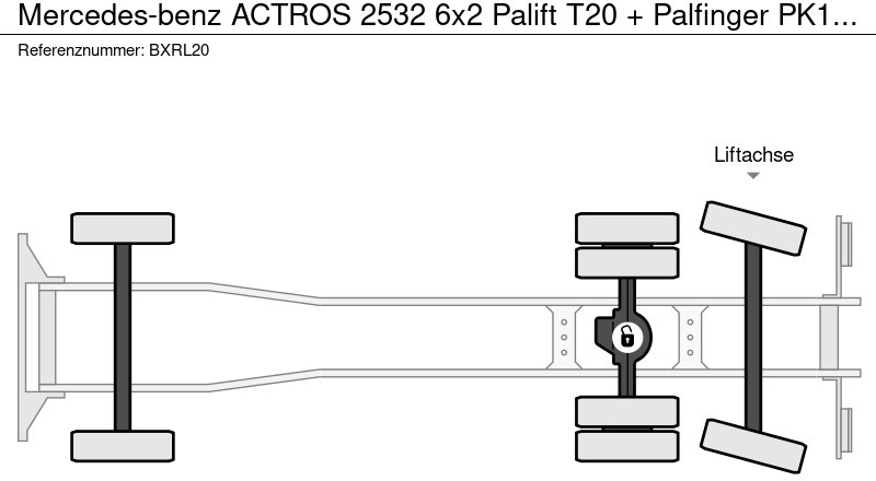Камион со кука за подигање, Камион со кран Mercedes-Benz ACTROS 2532 6x2 Palift T20 + Palfinger PK18002-EH Haak - Kraan: слика 16